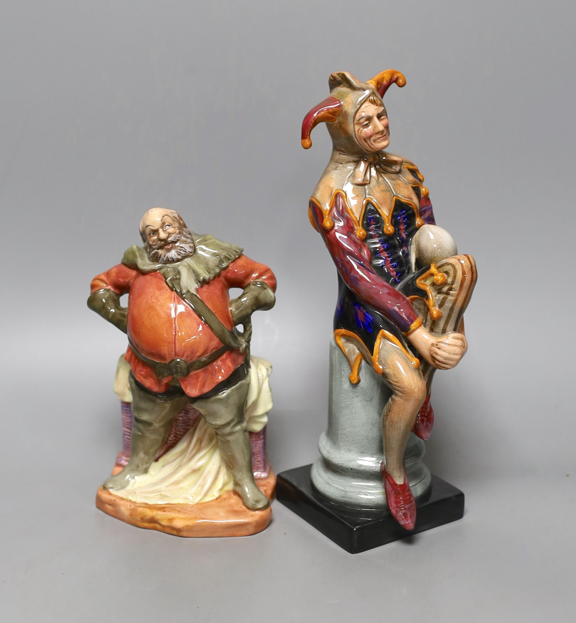 Two Doulton figures, The Jester HN 2016 and Falstaff HN 2054 - tallest 25cm